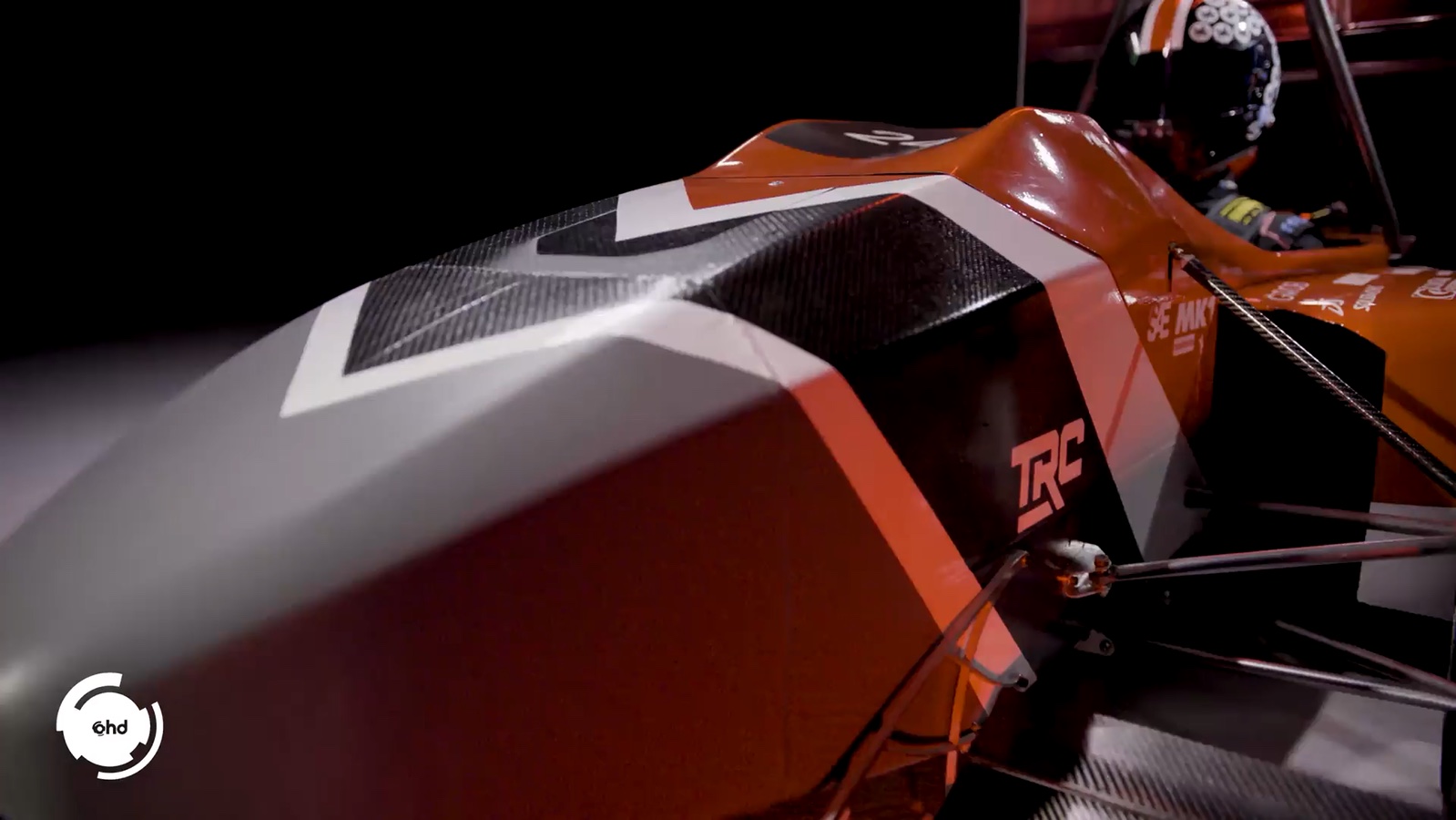 Detail of the Formula Buckeyes car under controlled studio lighting